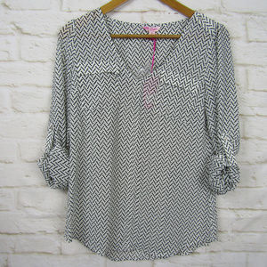 NWT Candies Herringbone Black & White Blouse Small